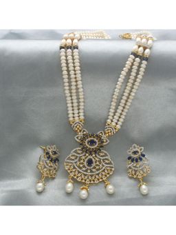 Sri Jagdamba Pearls - Pearls Heena 3 Lines Rani Haar Navy Blue Necklace