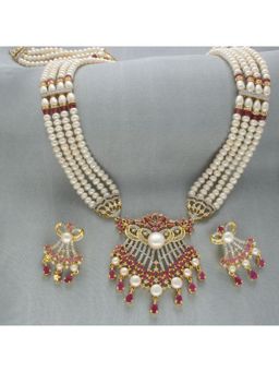 Sri Jagdamba Pearls - Pearls Kamya 4 Lines Pearl Pink Necklace