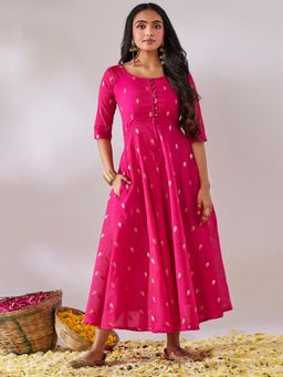 Gulaal - Tulsi Pink Banarasi Fit & Flare Maxi Dress