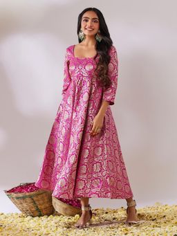 Gulaal - Lalita Pink Banarasi Jaal Maxi Dress