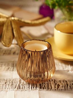 Pure Home + Living - Set of 2 Silver Ribbed Texture Tealight Holders