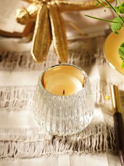 Pure Home + Living - Set of 2 Gold Ribbed Texture Tealight Holders