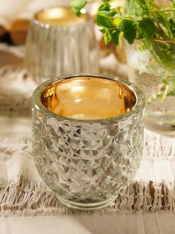 Pure Home + Living - Silver Diamond Textured Tealight Holder