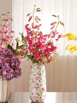 Pure Home + Living - Dark Pink Lily Artificial Flower Stem - Single