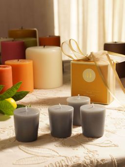 Pure Home + Living - Set of 4 Grey Neroli Votive Candles (Pack of 4)