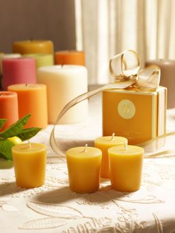 Pure Home + Living - Set of 4 Mustard Oud Votive Candles (Pack of 4)