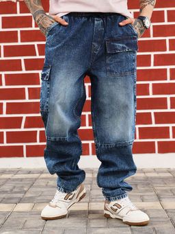 Campus Sutra - Men Navy Blue Panelled Denim Jeans