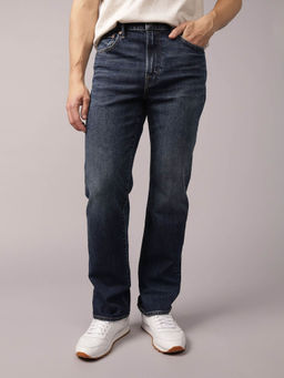 American Eagle - Men Navy Blue Easy Flex Relaxed Straight Jeans