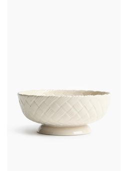 H&M - Beige Large Braided-Look Stoneware Bowl