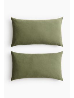 H&M - Green 2-Pack Cotton Muslin Pillowcases