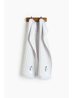 H&M - Blue 2-Pack Embroidery-Detail Guest Towels