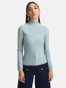 Kazo - Blue Lurex High Neck Pullover