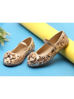 BOYZ N GALZ - Girls Gold Embellished Ballerinas