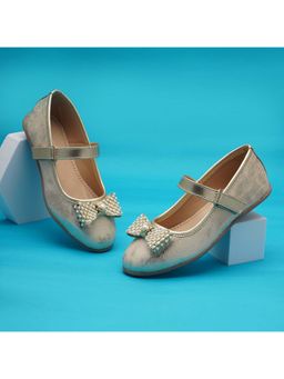 BOYZ N GALZ - Girls Gold Embellished Ballerinas