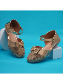 BOYZ N GALZ - Girls Rose Gold Embellished Ballerinas