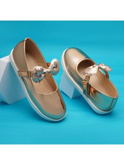 BOYZ N GALZ - Girls Rose Gold Embellished Ballerinas