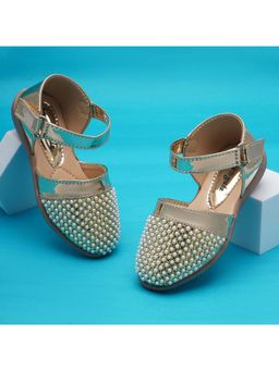 BOYZ N GALZ - Girls Gold Embellished Ballerinas