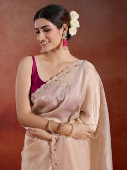 Likha - Crush Tissue Embroidered Saree with Unstitched Blouse LIKSBOSAR01