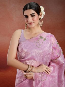 Likha - Crush Tissue Hand Painted & Embroidered Saree with Unstitched Blouse LIKSBOSAR04