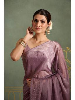Likha - Modal Silk Blend Mukaish Work Saree with Unstitched Blouse LIKSBOSAR19