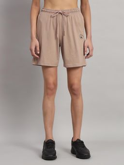 Griffel - High-Rise Cotton Teddy Logo Camel Shorts