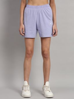 Griffel - High-Rise Cotton Teddy Logo Lavender Shorts