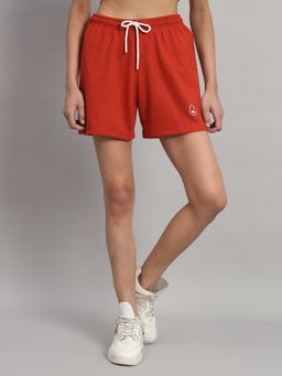 Griffel - High-Rise Cotton Teddy Logo Orange Shorts