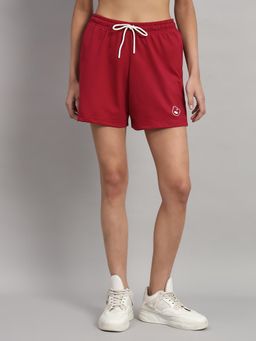 Griffel - High-Rise Cotton Teddy Logo Red Shorts