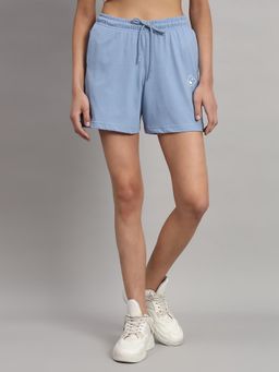 Griffel - High-Rise Cotton Teddy Logo Blue Shorts