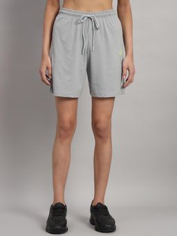 Griffel - High-Rise Cotton Teddy Logo Grey Shorts