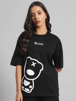 Griffel - Typography White Teddy Printed Pockets T-Shirt