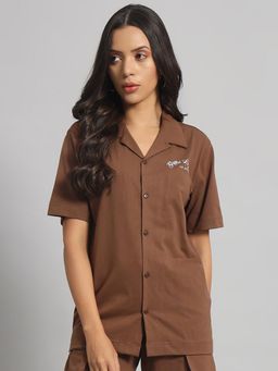 Griffel - Collar Applique Coffee Shirt
