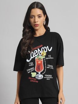 Griffel - Typography Printed Black T-Shirt