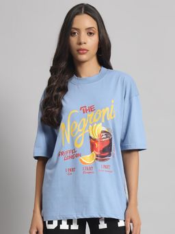 Griffel - Printed Applique Sky Blue T-Shirt