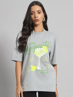 Griffel - Printed Raw Edge Steel Grey T-Shirt