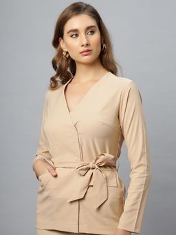 PEACH & PANDA - Beige Blazer with Belt (Set of 2)