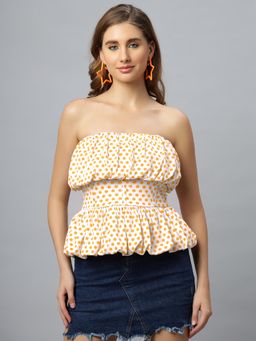PEACH & PANDA - Polka Strapless Tube Knit Top
