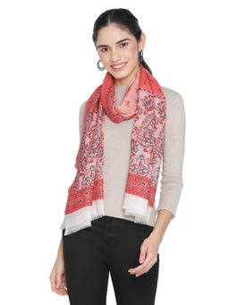 Shingora - Wool Pink Paisley Printed Stole