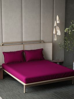 Ddecor Live Beautiful - Cotton Dyed Duet 300TC King Bedsheet With Pillow Covers - Wine