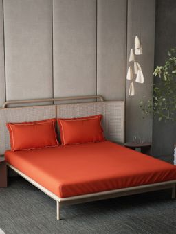 Ddecor Live Beautiful - Cotton Dyed Duet 300TC King Bedsheet With Pillow Covers - Red