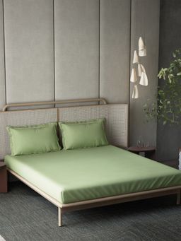 Ddecor Live Beautiful - Cotton Dyed Duet 300TC King Bedsheet With Pillow Covers - Green