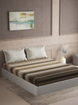 Ddecor Live Beautiful - Cotton Ethnic Cherish 144TC King Bedsheet With Pillow Covers - Brown