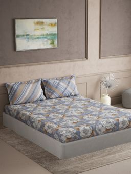 Ddecor Live Beautiful - Cotton Paisley Cherish 144TC King Bedsheet With Pillow Covers - Blue