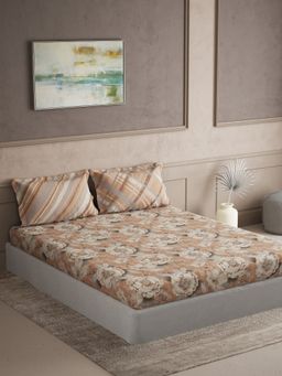 Ddecor Live Beautiful - Cotton Paisley Cherish 144TC King Bedsheet With Pillow Covers - Brown