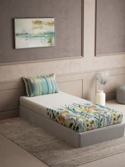 Ddecor Live Beautiful - Cotton Floral Cherish 144TC Single Bedsheet With Pillow Cover - Green