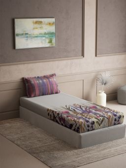 Ddecor Live Beautiful - Cotton Floral Cherish 144TC Single Bedsheet With Pillow Cover - Purple