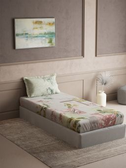 Ddecor Live Beautiful - Cotton Leaves Cherish 144TC Single Bedsheet With Pillow Cover - Green