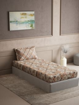 Ddecor Live Beautiful - Cotton Floral Cherish 144TC Single Bedsheet With Pillow Cover - Brown