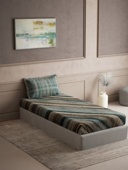 Ddecor Live Beautiful - Cotton Abstract Cherish 144TC Single Bedsheet With Pillow Cover - Green