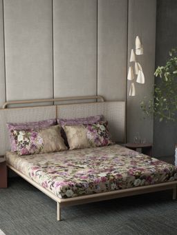 Ddecor Live Beautiful - Cotton Paisley Orion 180TC King Bedsheet With Pillow Covers - Purple